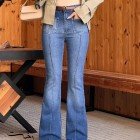 شلوار بوتکات جین آبی جلو دوخت