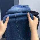 شلوار بوتکات جین آبی جلو دوخت