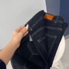 شلوار بوتکات جین آبی جلو دوخت