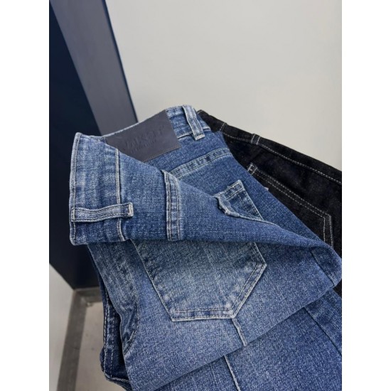 شلوار بوتکات جین آبی جلو دوخت