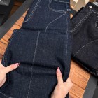 شلوار بوتکات جین آبی جلو دوخت