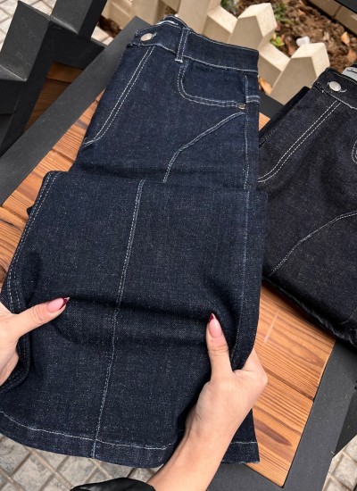 شلوار بوتکات جین آبی جلو دوخت شلوار بوتکات جین آبی جلو دوخت