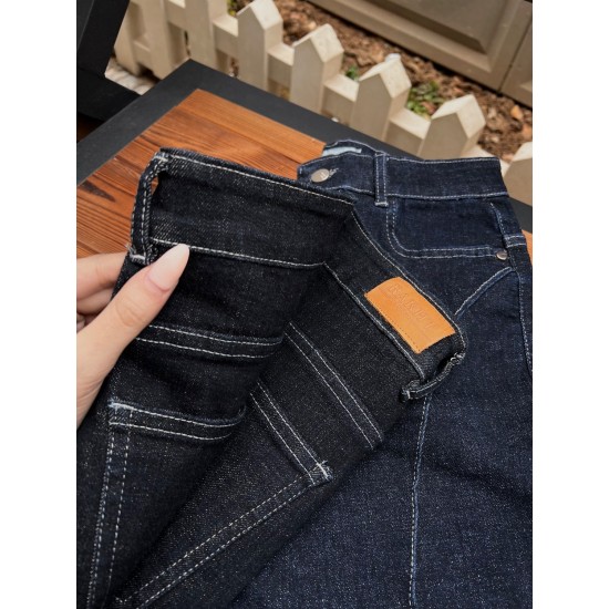 شلوار بوتکات جین آبی جلو دوخت