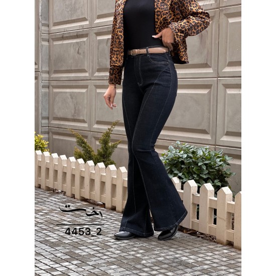 شلوار بوتکات جین آبی جلو دوخت