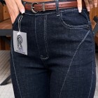 شلوار بوتکات جین آبی جلو دوخت