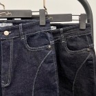 شلوار بوتکات جین آبی جلو دوخت