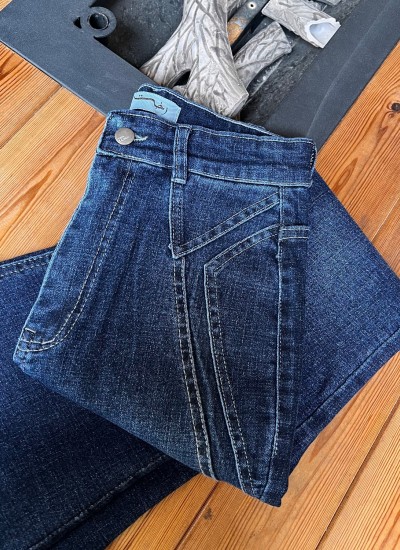 شلوار بوتکات جین آبی جیب هفتی