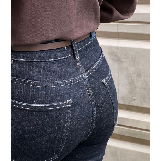 شلوار بوتکات جین آبی جیب هفتی