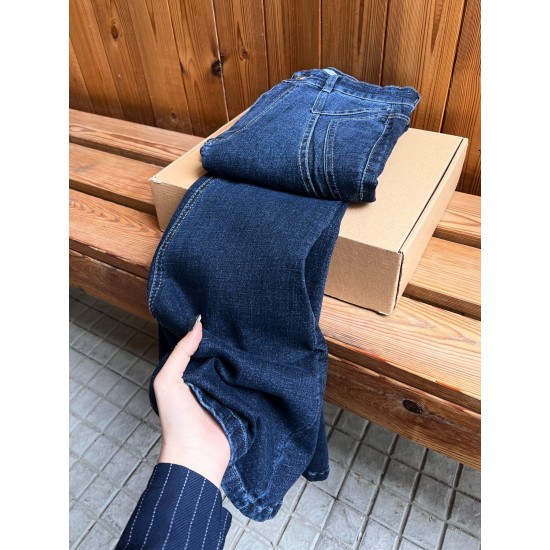 شلوار بوتکات جین آبی جیب هفتی