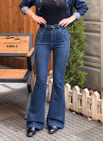 شلوار بوتکات جین آبی جیب هفتی