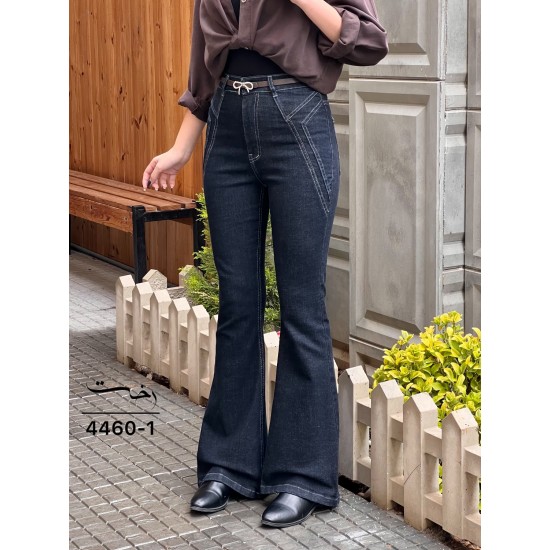 شلوار بوتکات جین آبی جیب هفتی