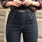 شلوار بوتکات جین آبی جیب هفتی