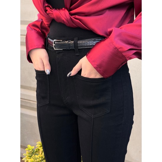 شلوار بوتکات جین مشکی سپینود