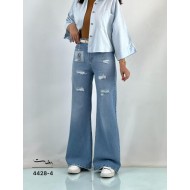 شلوار فلر بگ جین آبی جیب نما