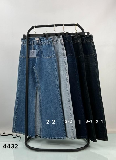 شلوار فلر بگ جین آبی دو جیب شلوار فلر بگ جین آبی دو جیب