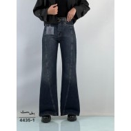 شلوار فلر بگ جین آبی جلو دوخت