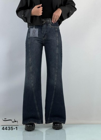 شلوار فلر بگ جین آبی جلو دوخت شلوار فلر بگ جین آبی جلو دوخت