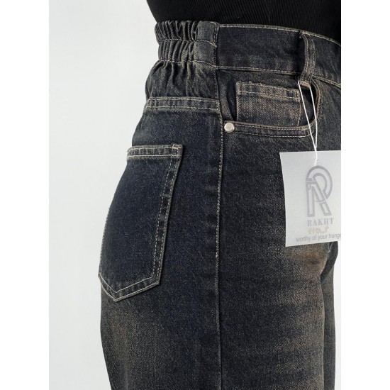 شلوار نیم بگ آبی پشت کش شلوار نیم بگ آبی پشت کش