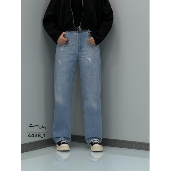 شلوار نیم بگ جین پشت کش آبی شلوار نیم بگ جین پشت کش آبی