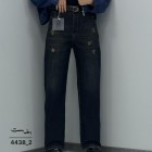 شلوار نیم بگ جین پشت کش آبی شلوار نیم بگ جین پشت کش آبی