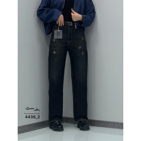 شلوار نیم بگ جین پشت کش آبی شلوار نیم بگ جین پشت کش آبی