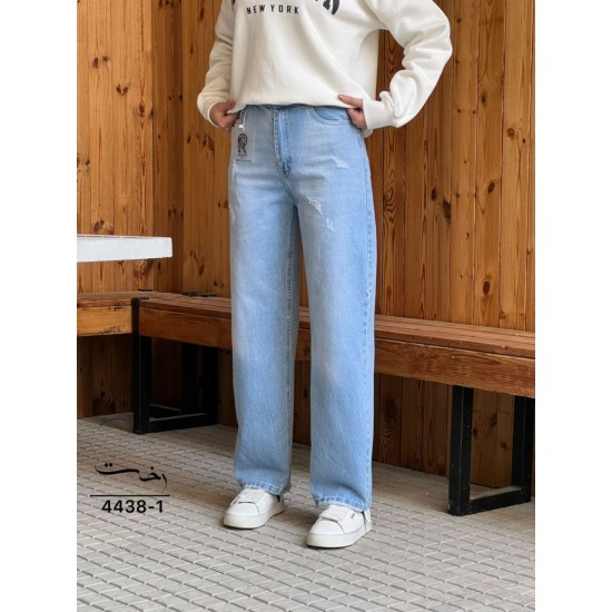 شلوار استریت جین پشت کش آبی شلوار استریت جین پشت کش آبی