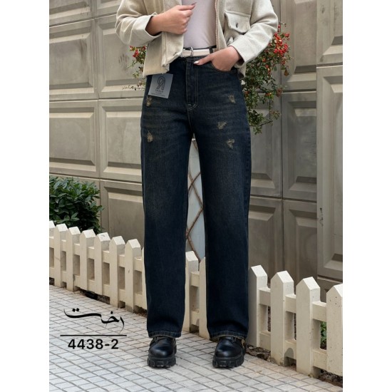 شلوار استریت جین پشت کش آبی شلوار استریت جین پشت کش آبی