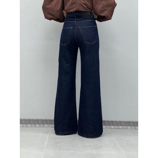 شلوار فلر بگ جین آبی جلو جیب شلوار فلر بگ جین آبی جلو جیب