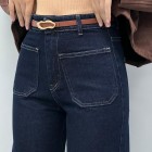 شلوار فلر بگ جین آبی جلو جیب شلوار فلر بگ جین آبی جلو جیب