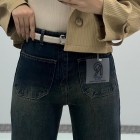 شلوار فلر بگ جین آبی جلو جیب شلوار فلر بگ جین آبی جلو جیب