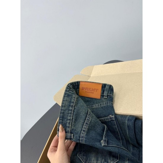 شلوار فلر بگ جین آبی جلو جیب شلوار فلر بگ جین آبی جلو جیب