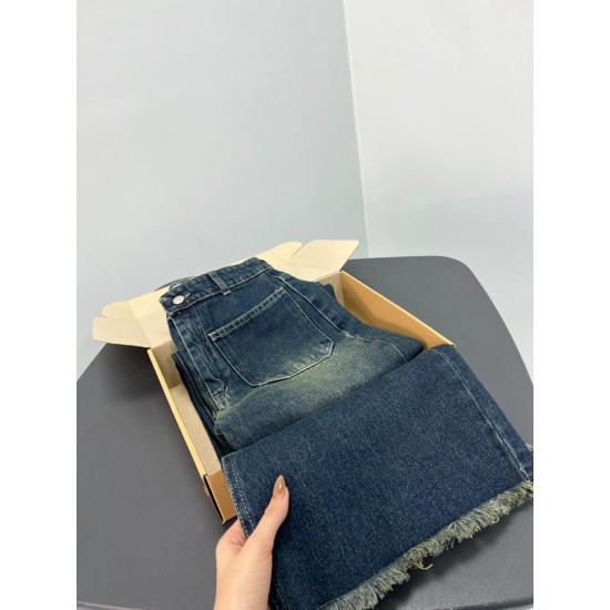 شلوار فلر بگ جین آبی جلو جیب شلوار فلر بگ جین آبی جلو جیب