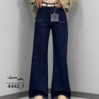 شلوار فلر بگ جین آبی جلو جیب