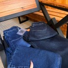 شلوار فلر بگ جین آبی جلو جیب