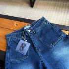 شلوار فلر بگ جین آبی جلو جیب