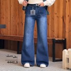 شلوار فلر بگ جین آبی جلو جیب