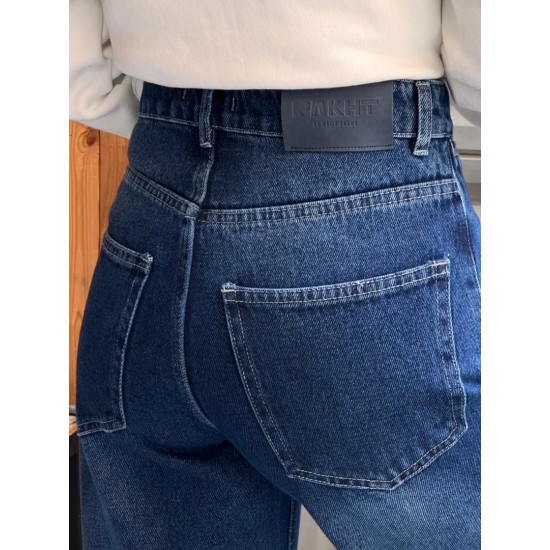 شلوار فلر بگ جین آبی جلو جیب