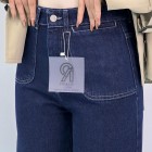 شلوار فلر بگ جین آبی جلو جیب