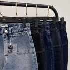 شلوار فلر بگ جین آبی جلو جیب