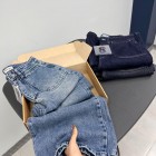 شلوار فلر بگ جین آبی جلو جیب