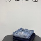 شلوار فلر بگ جین آبی جلو جیب