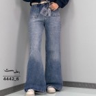 شلوار فلر بگ جین آبی جلو جیب