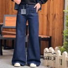 شلوار فلر بگ جین آبی جلو جیب