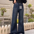 شلوار فلر بگ جین آبی جلو جیب