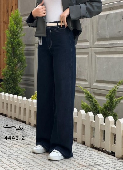 شلوار فلر بگ جین آبی جیب فیلتو