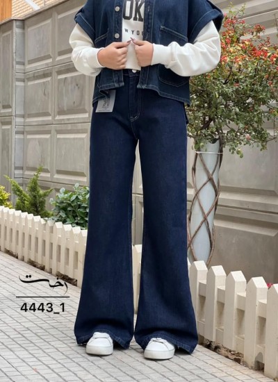 شلوار فلر بگ جین آبی جیب فیلتو