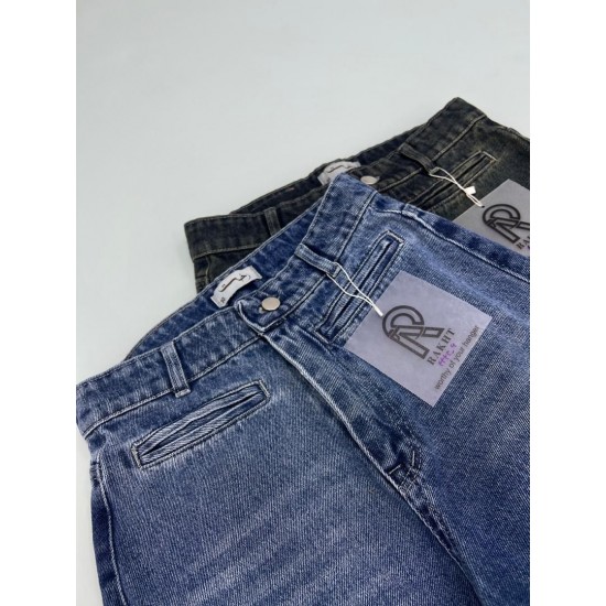 شلوار فلر بگ جین آبی جیب فیلتو