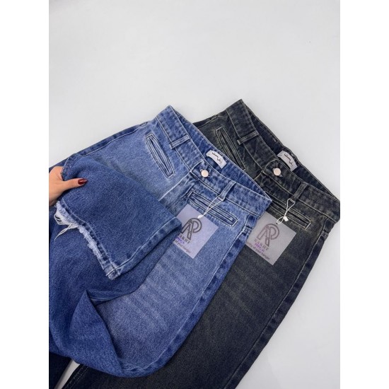 شلوار فلر بگ جین آبی جیب فیلتو