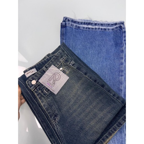 شلوار فلر بگ جین آبی جیب فیلتو