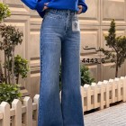 شلوار فلر بگ جین آبی جیب فیلتو